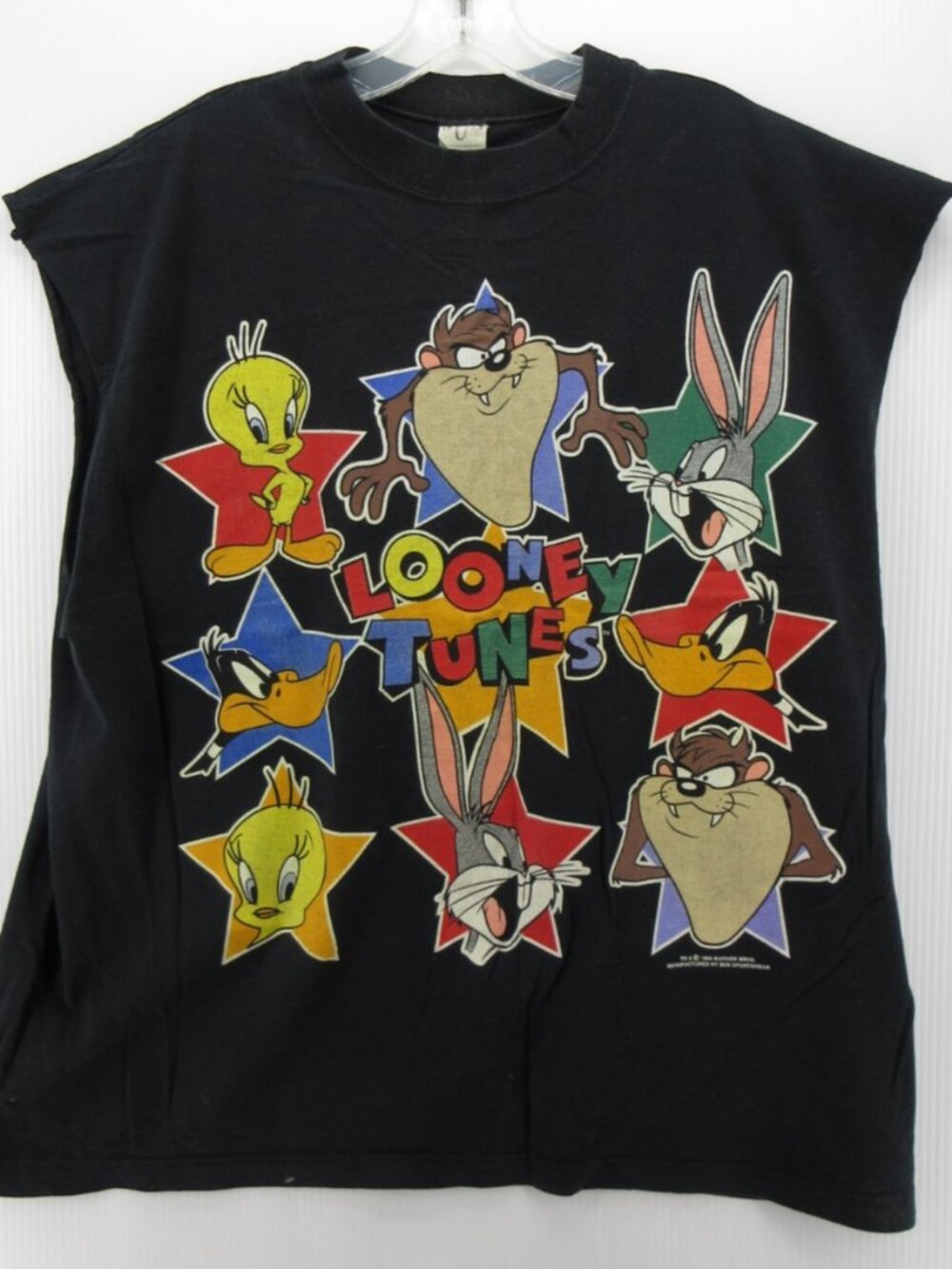 VINTAGE Looney Tunes Top 22W Plus Taz & Friends Tank Shirt Sun Sportswear*